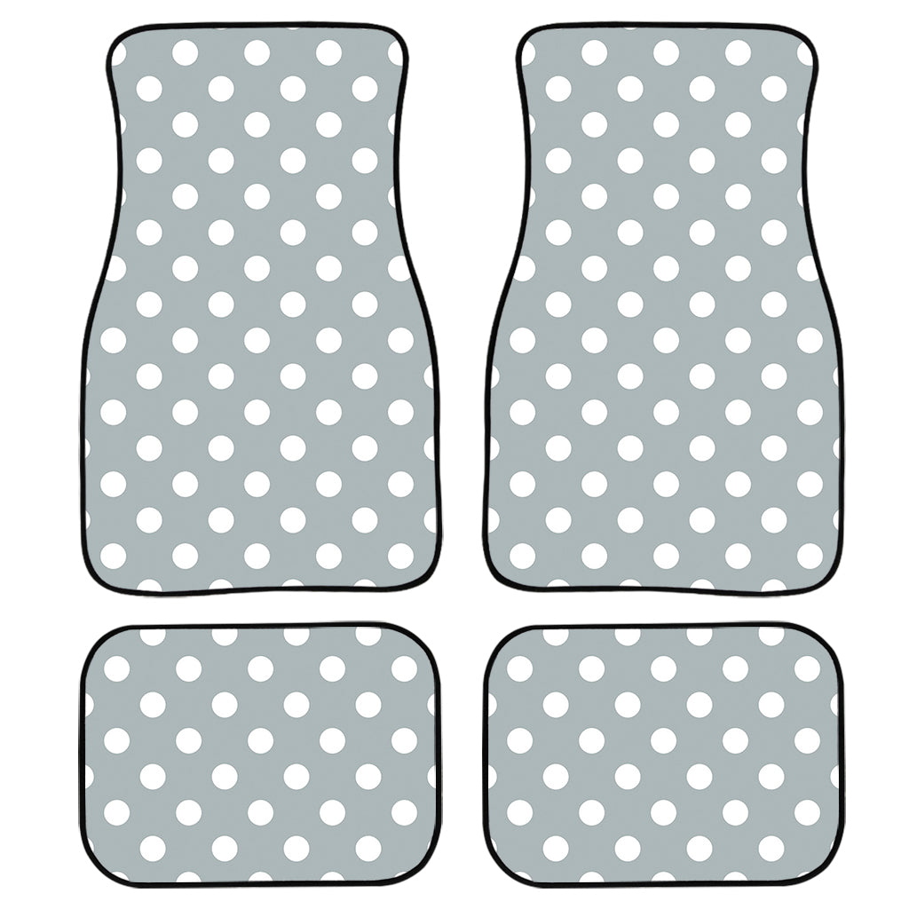 Grey And White Polka Dot Pattern Print Front and Back Car Floor Mats
