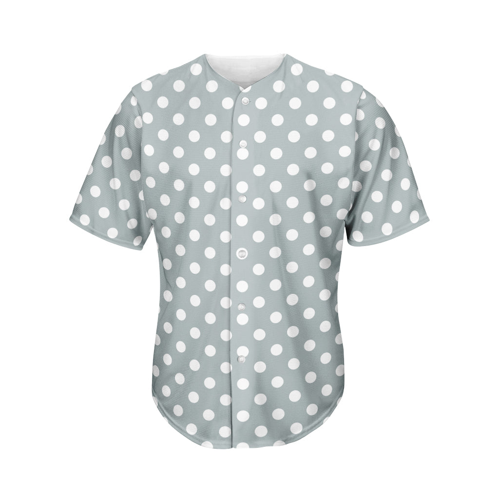 Grey And White Polka Dot Pattern Print Men's Baseball Jersey