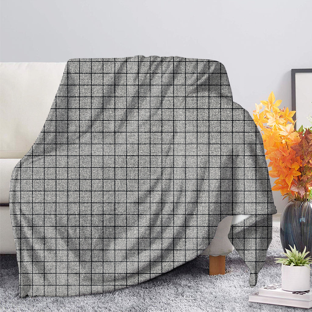 Grey Windowpane Pattern Print Blanket