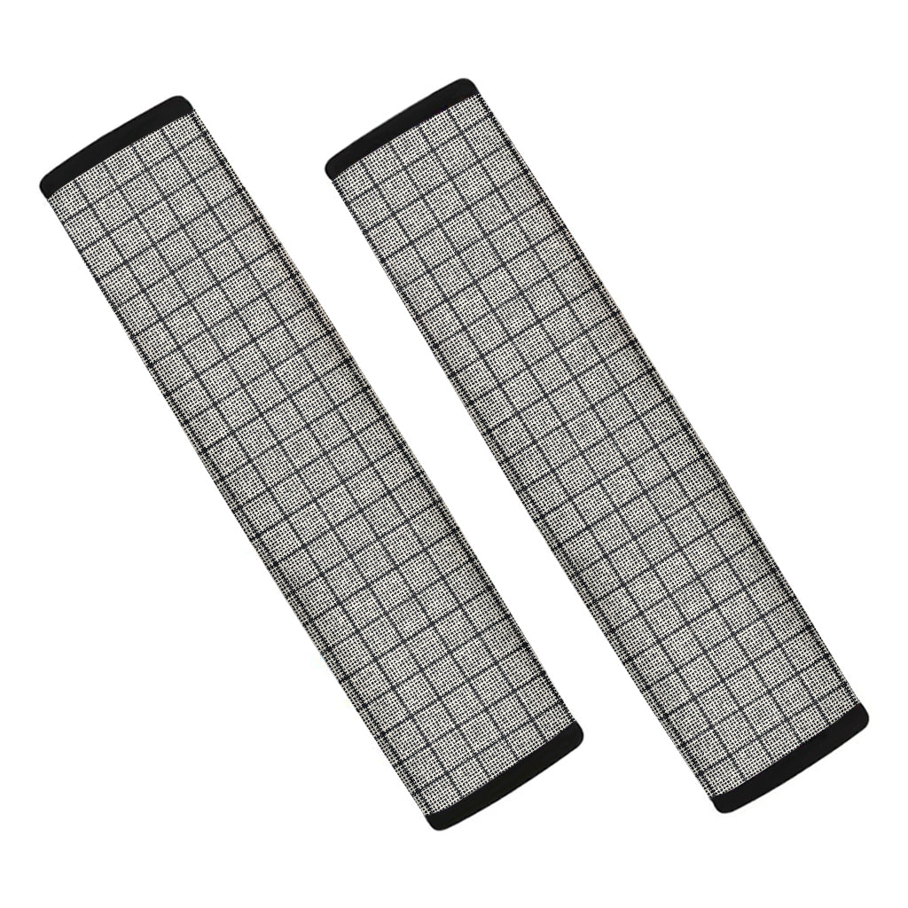 Grey Windowpane Pattern Print Car Seat Belt Covers