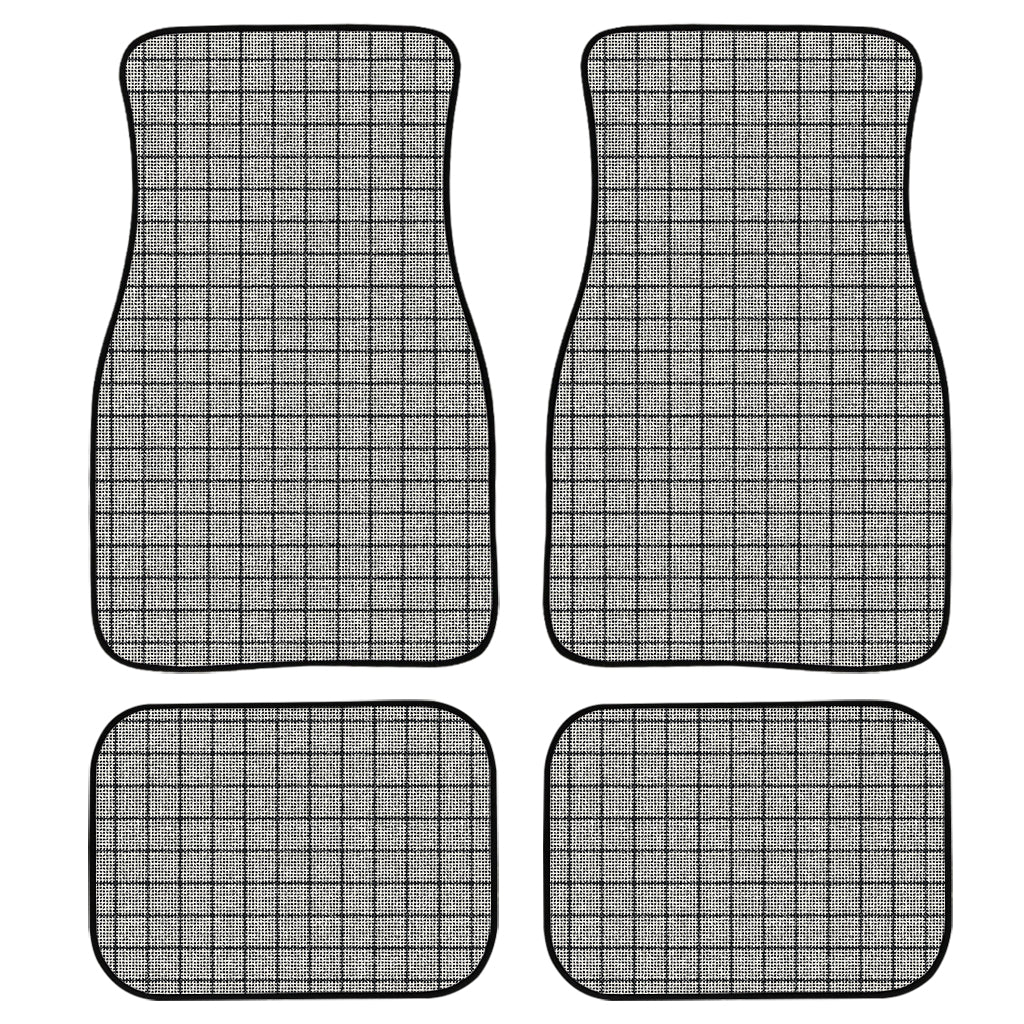 Grey Windowpane Pattern Print Front and Back Car Floor Mats