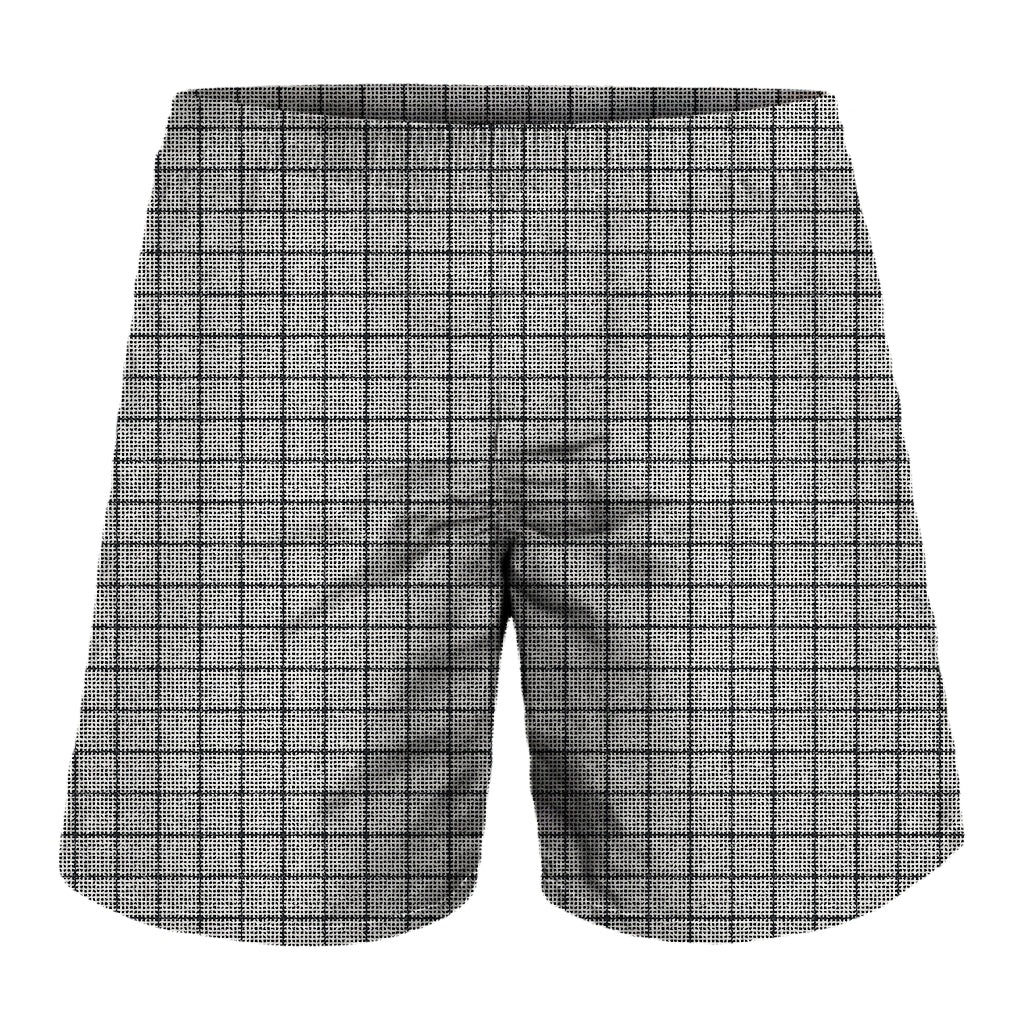 Grey Windowpane Pattern Print Men's Shorts