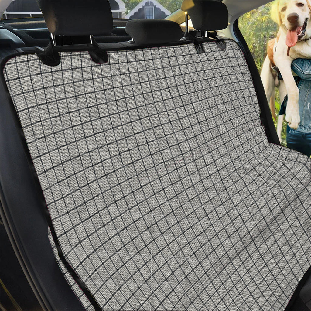 Grey Windowpane Pattern Print Pet Car Back Seat Cover