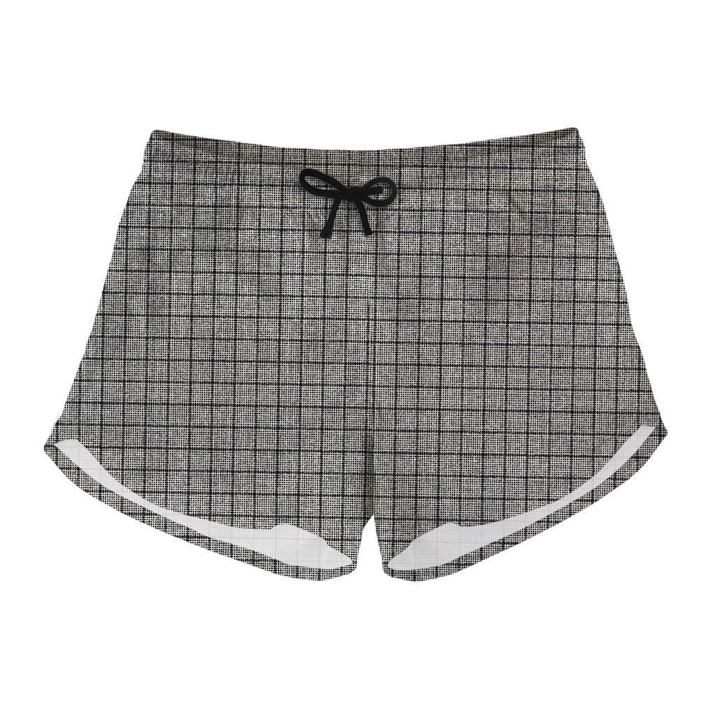 Grey Windowpane Pattern Print Women's Shorts