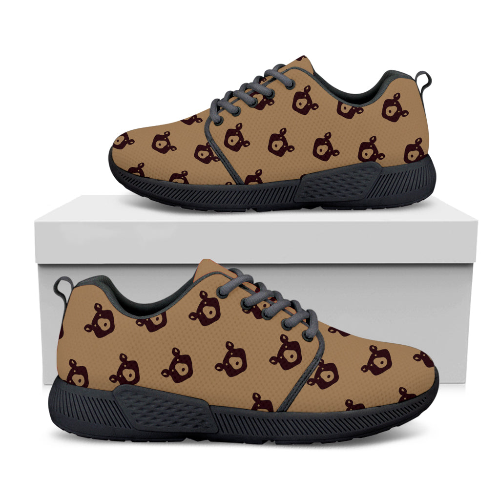 Grizzly Bear Pattern Print Black Athletic Shoes