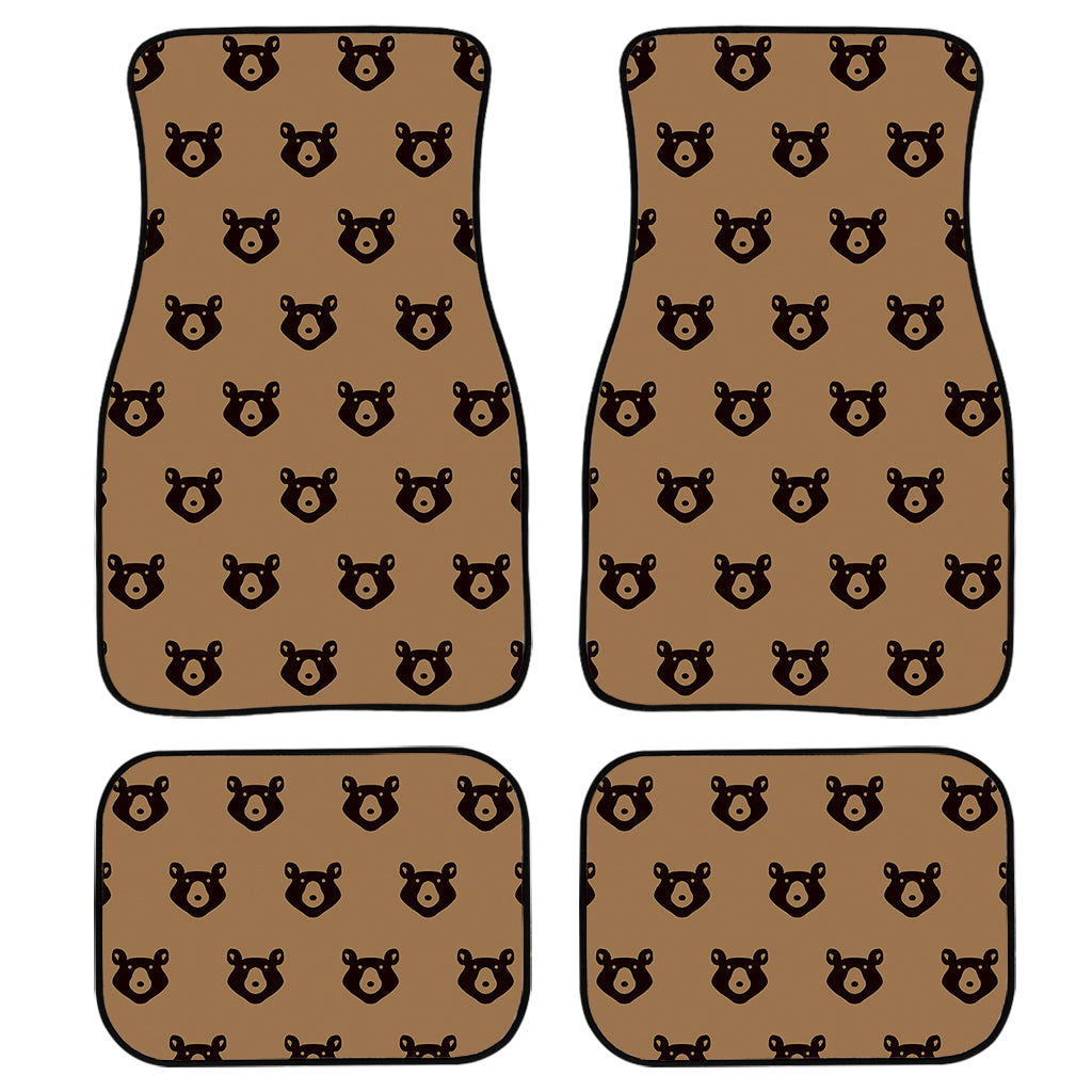 Grizzly Bear Pattern Print Front and Back Car Floor Mats