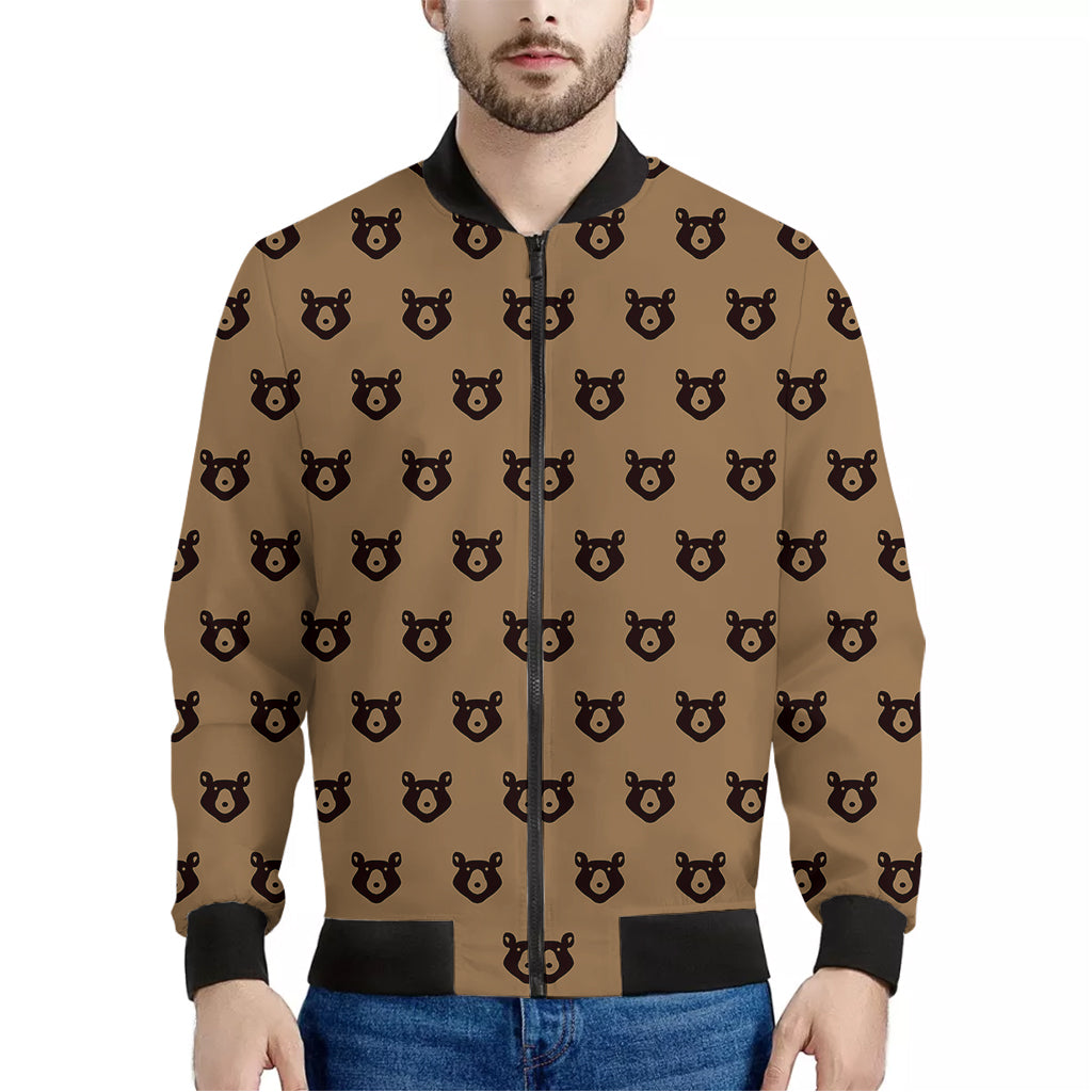 Grizzly Bear Pattern Print Men's Bomber Jacket