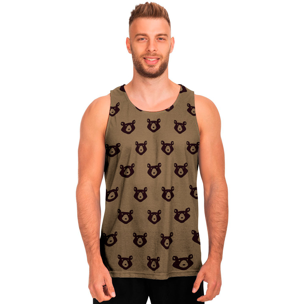 Grizzly Bear Pattern Print Men's Tank Top