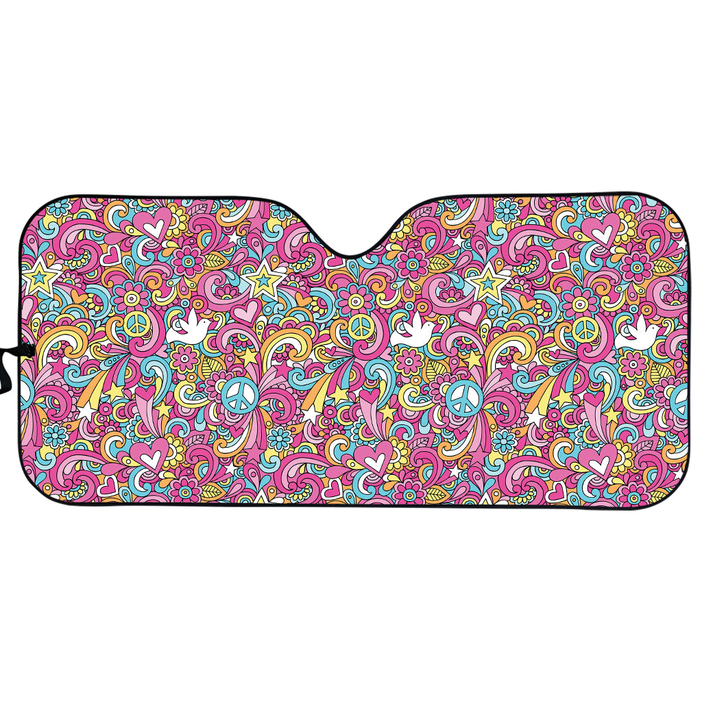 Groovy Girly Peace Pattern Print Car Sun Shade