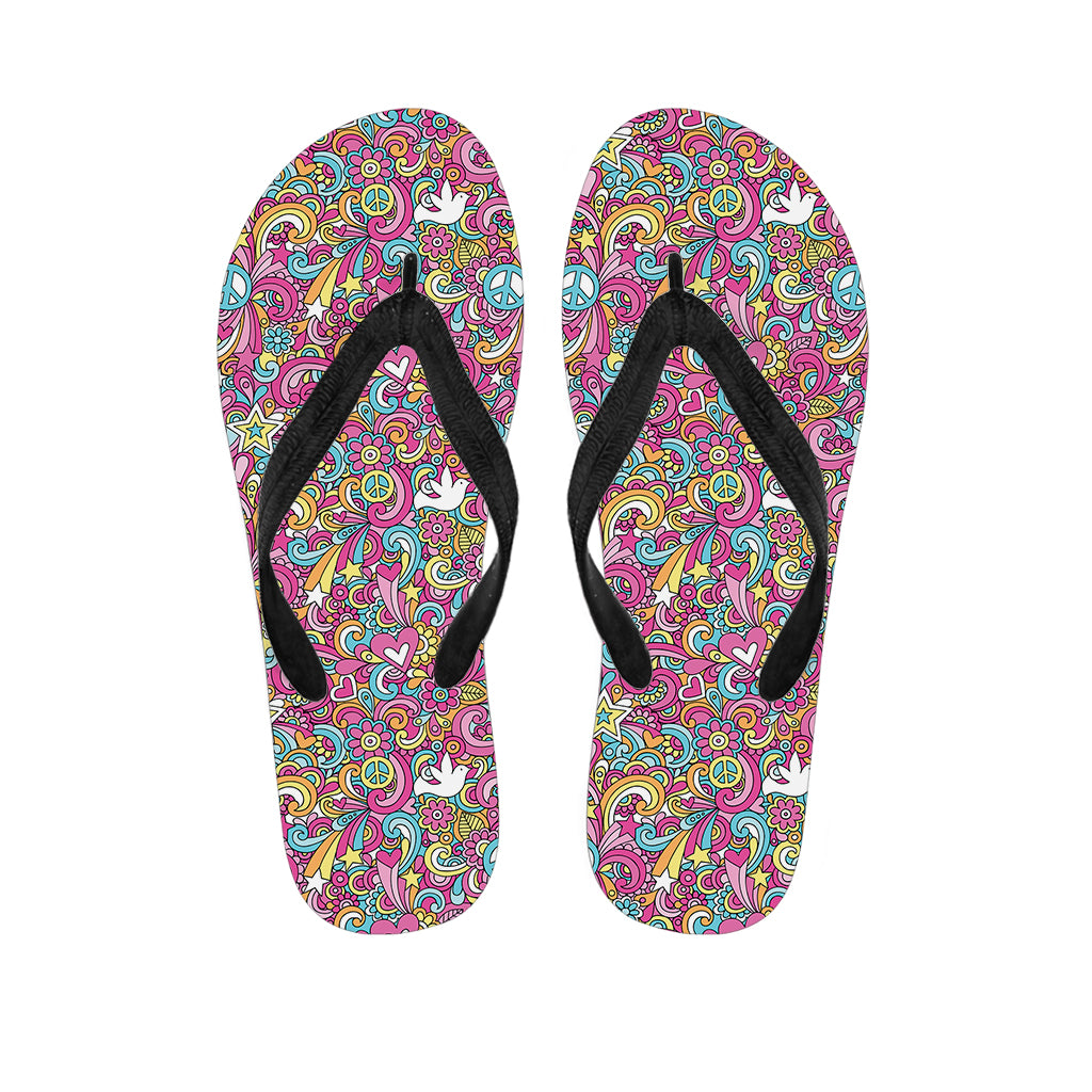 Groovy Girly Peace Pattern Print Flip Flops