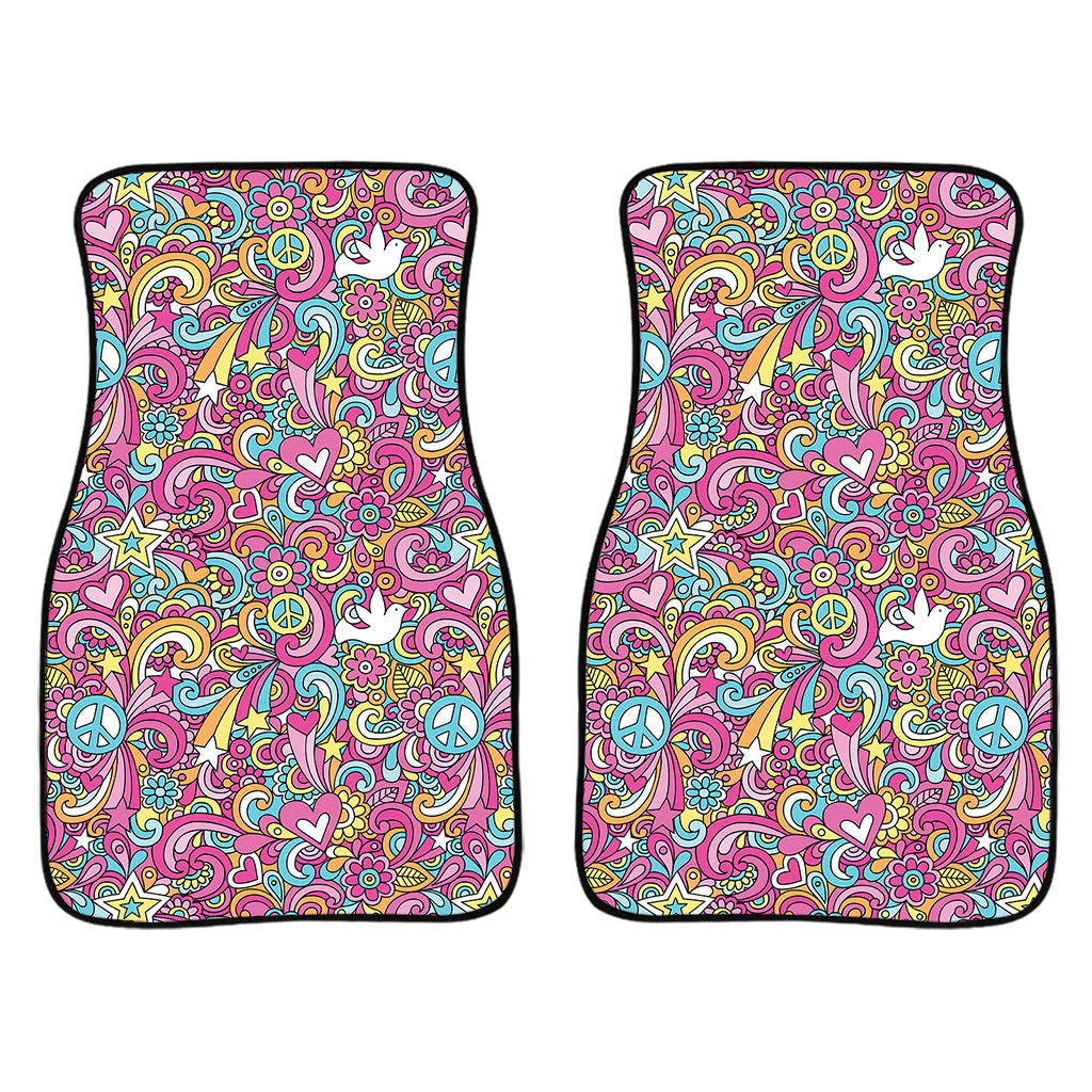 Groovy Girly Peace Pattern Print Front Car Floor Mats