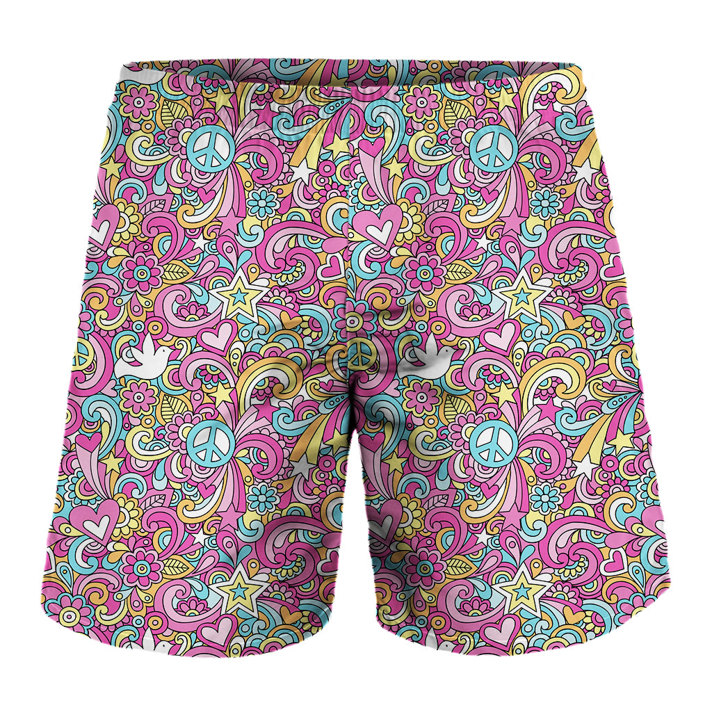 Groovy Girly Peace Pattern Print Men's Shorts