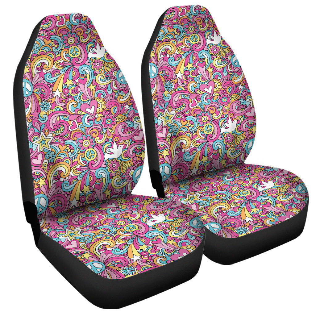 Groovy Girly Peace Pattern Print Universal Fit Car Seat Covers