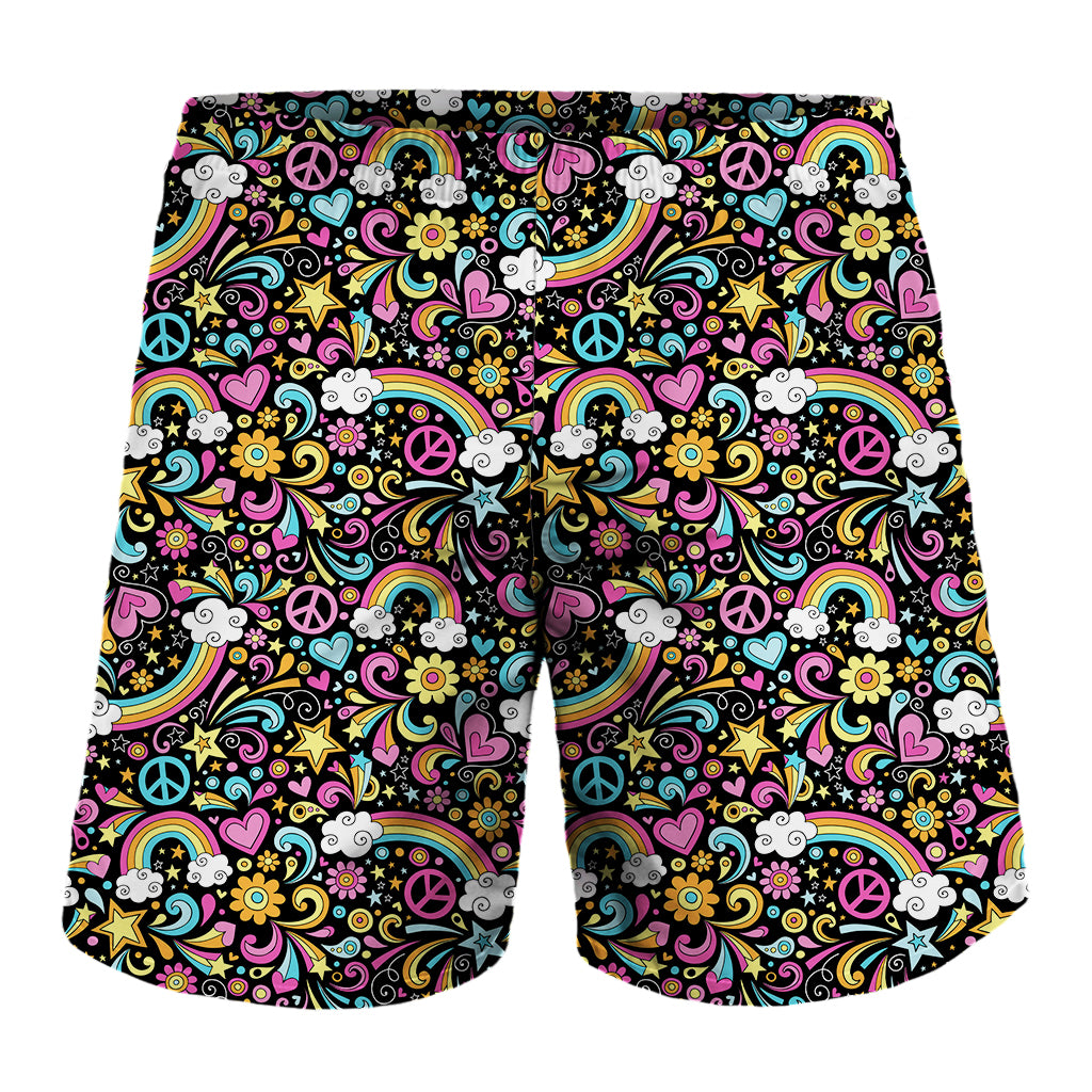 Groovy Hippie Peace Pattern Print Men's Shorts