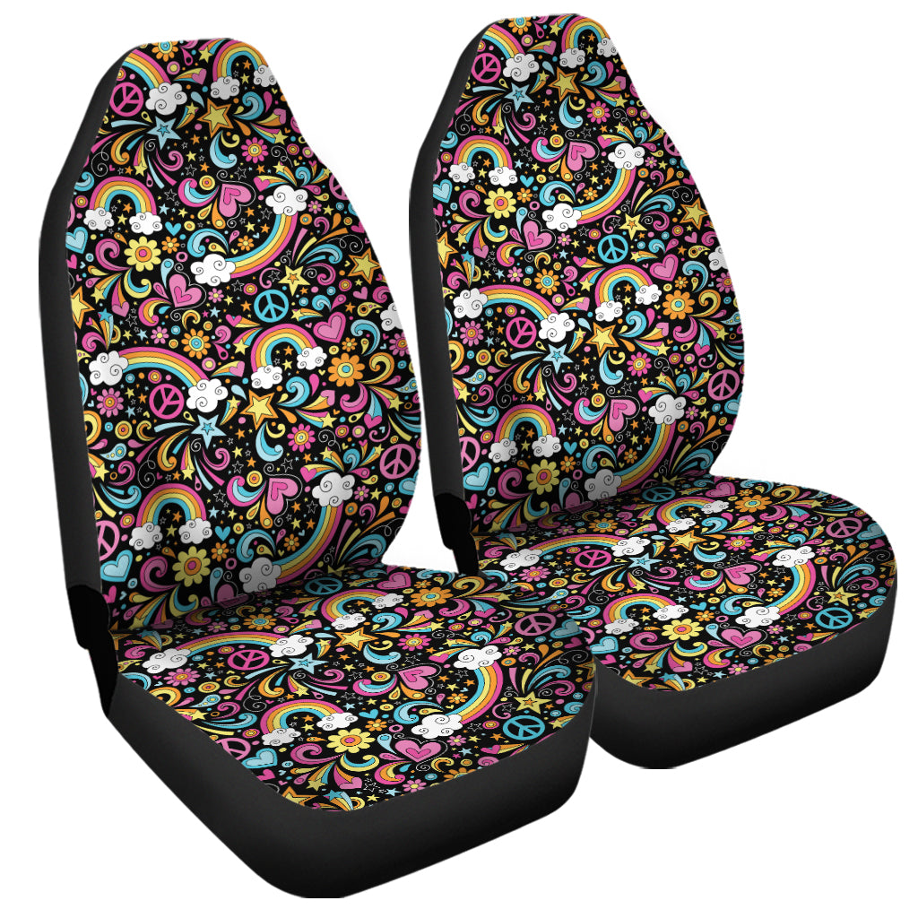 Groovy Hippie Peace Pattern Print Universal Fit Car Seat Covers