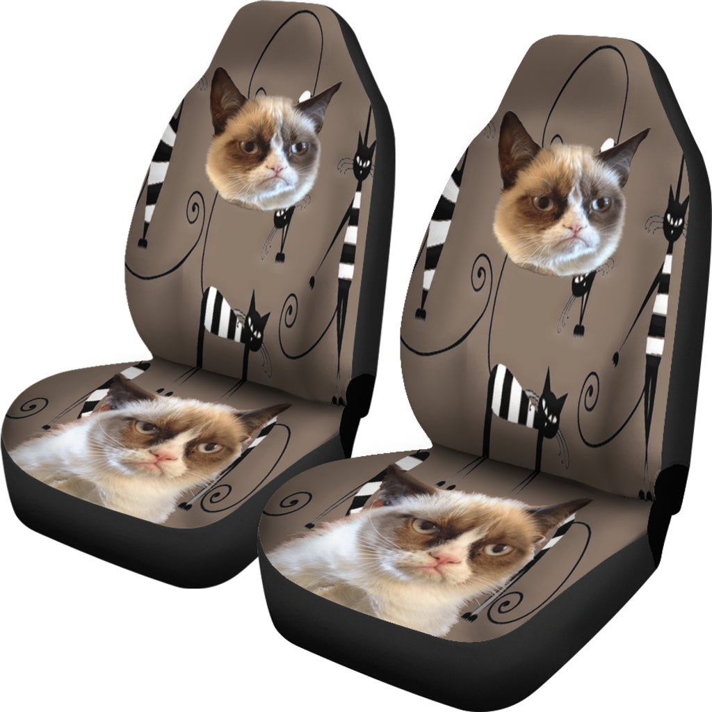 Grumpy Cat Face Universal Fit Car Seat Covers