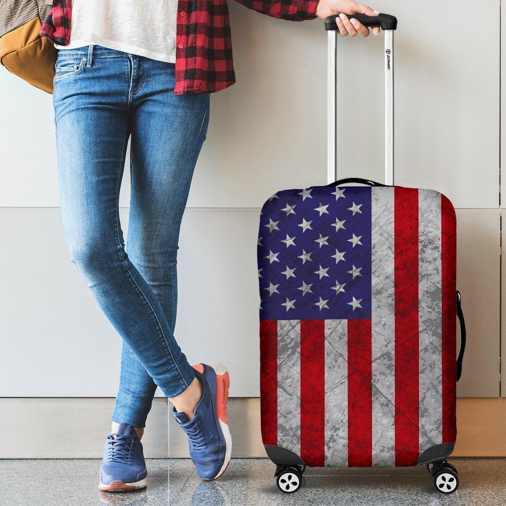 Grunge American Flag Patriotic Luggage Cover