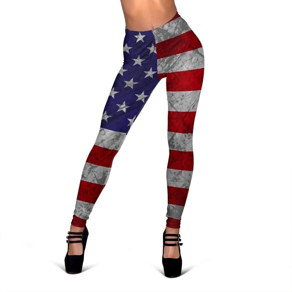 Grunge American Flag Patriotic Women's Leggings