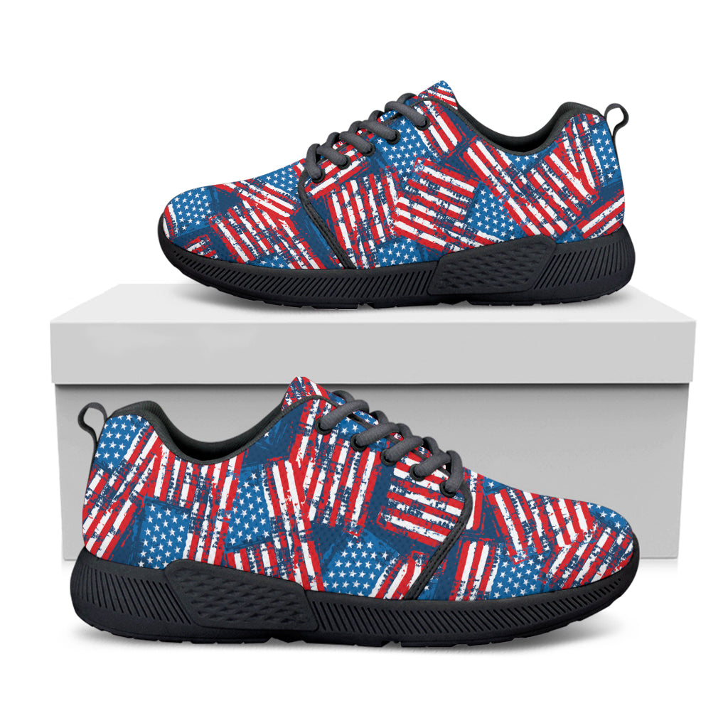 Grunge American Flag Pattern Print Black Athletic Shoes