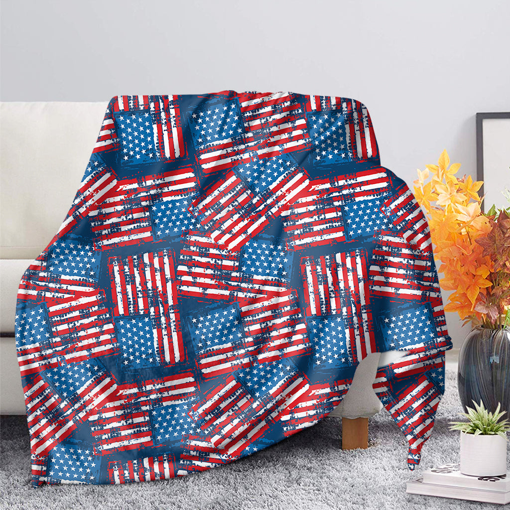 Grunge American Flag Pattern Print Blanket