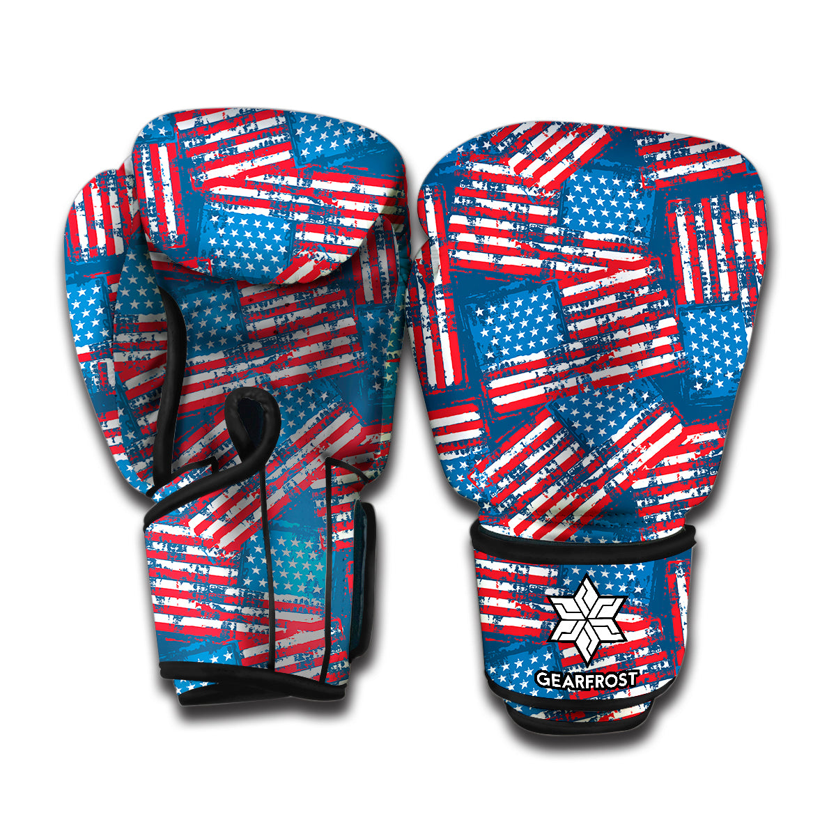 Grunge American Flag Pattern Print Boxing Gloves