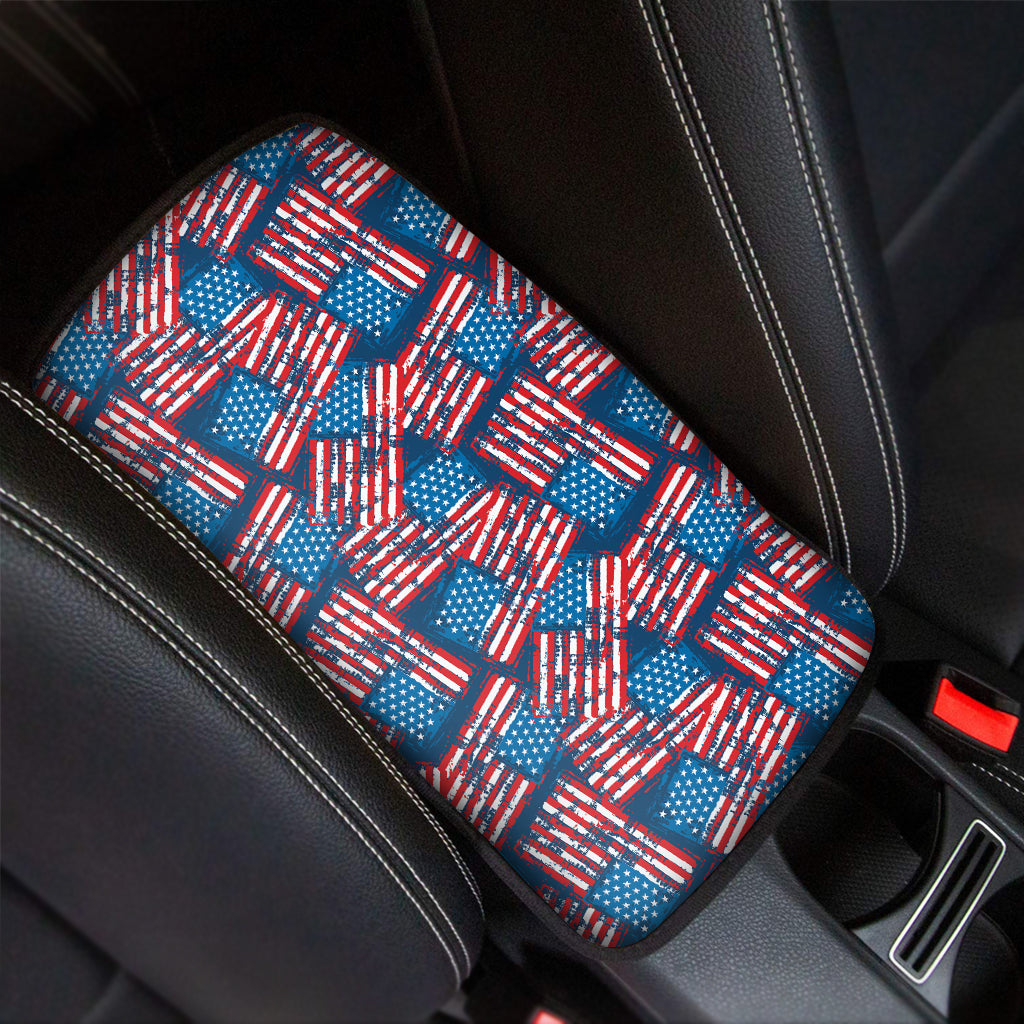 Grunge American Flag Pattern Print Car Center Console Cover