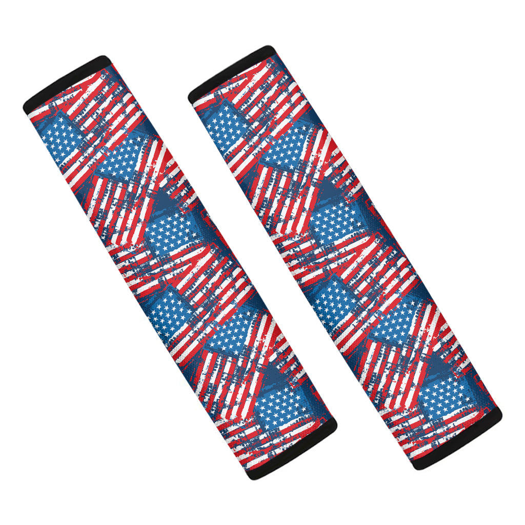 Grunge American Flag Pattern Print Car Seat Belt Covers