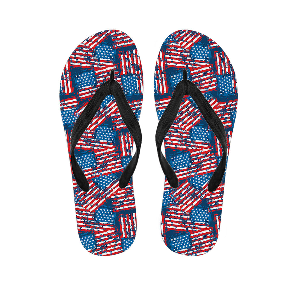 Grunge American Flag Pattern Print Flip Flops