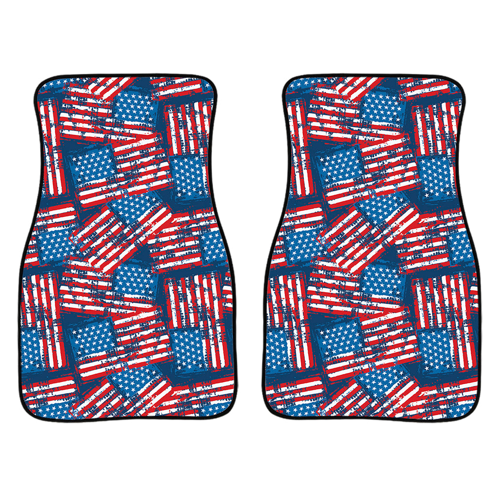 Grunge American Flag Pattern Print Front Car Floor Mats