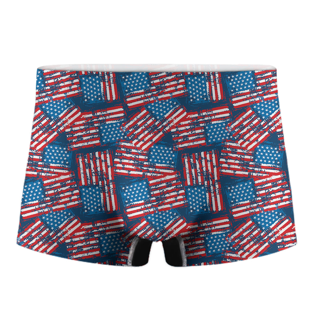 Grunge American Flag Pattern Print Men's Boxer Briefs