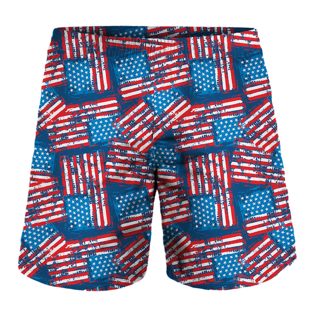 Grunge American Flag Pattern Print Men's Shorts