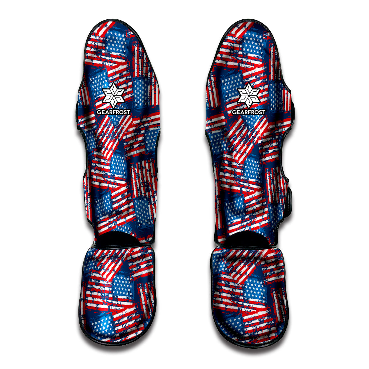 Grunge American Flag Pattern Print Muay Thai Shin Guards