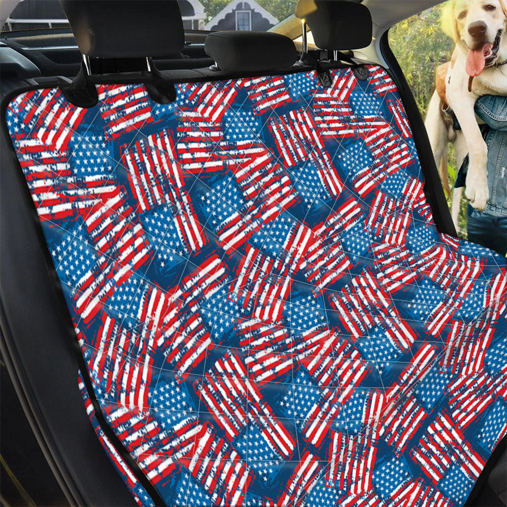 Grunge American Flag Pattern Print Pet Car Back Seat Cover