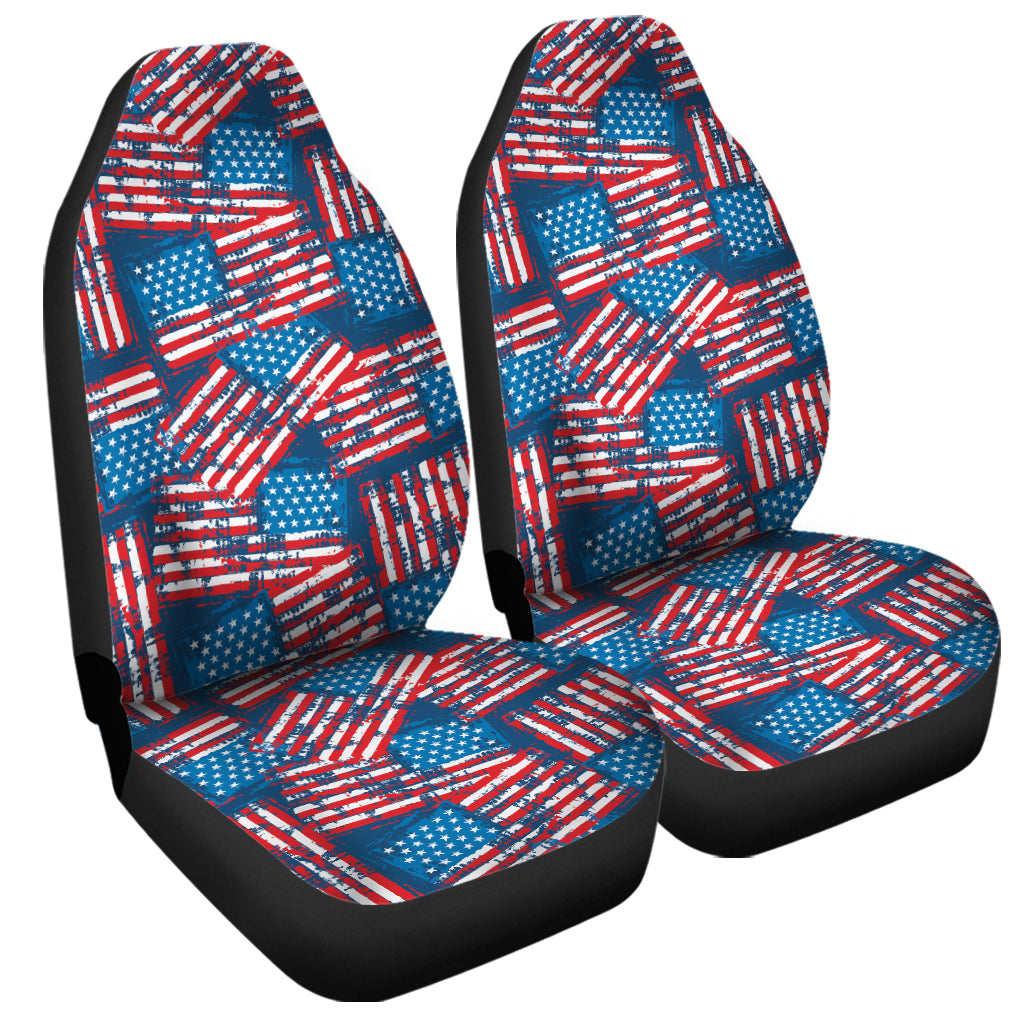 Grunge American Flag Pattern Print Universal Fit Car Seat Covers