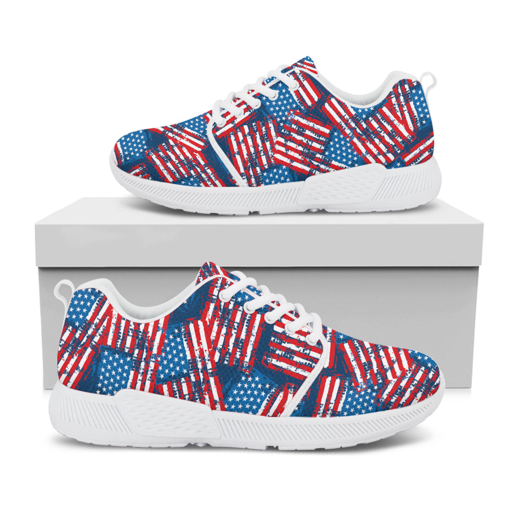 Grunge American Flag Pattern Print White Athletic Shoes