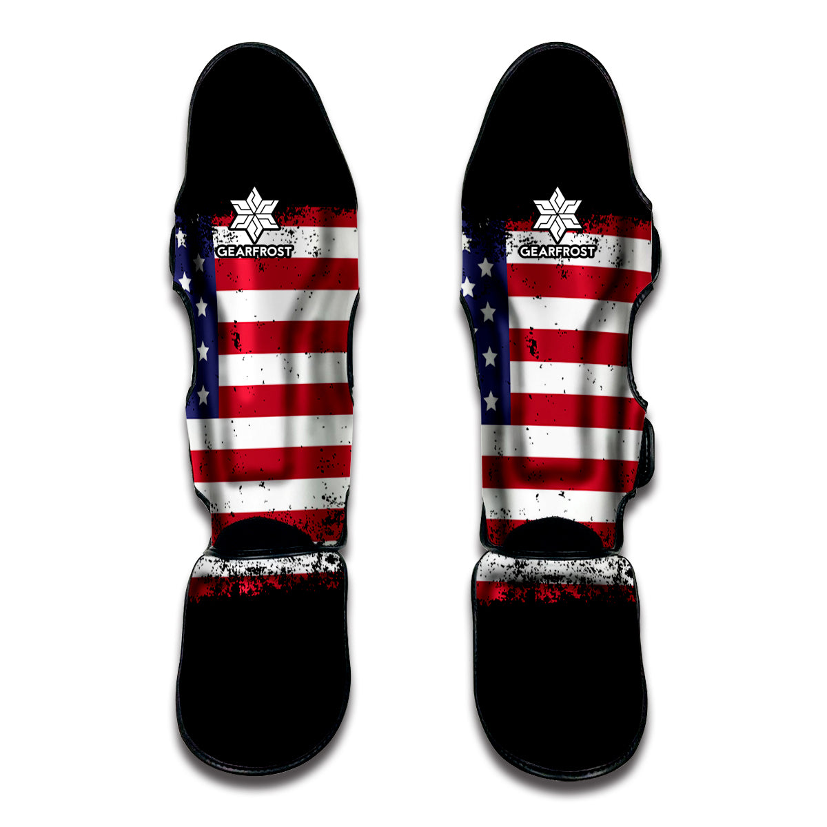 Grunge American Flag Print Muay Thai Shin Guards