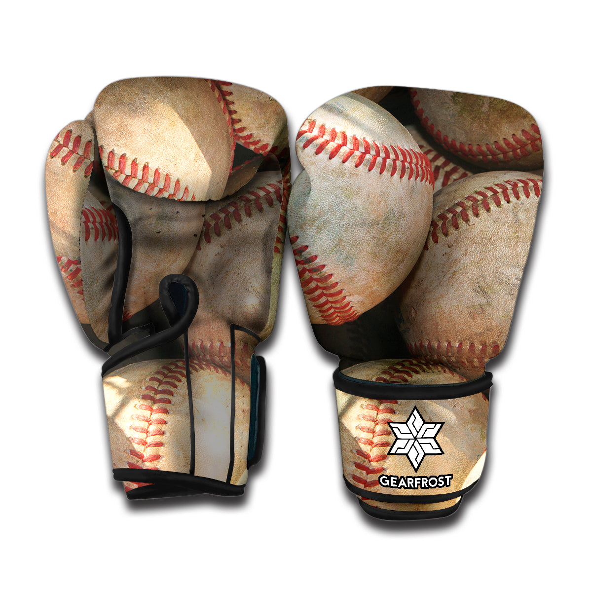 Grunge Baseballs Print Boxing Gloves