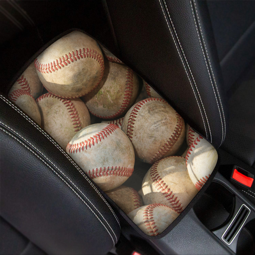 Grunge Baseballs Print Car Center Console Cover