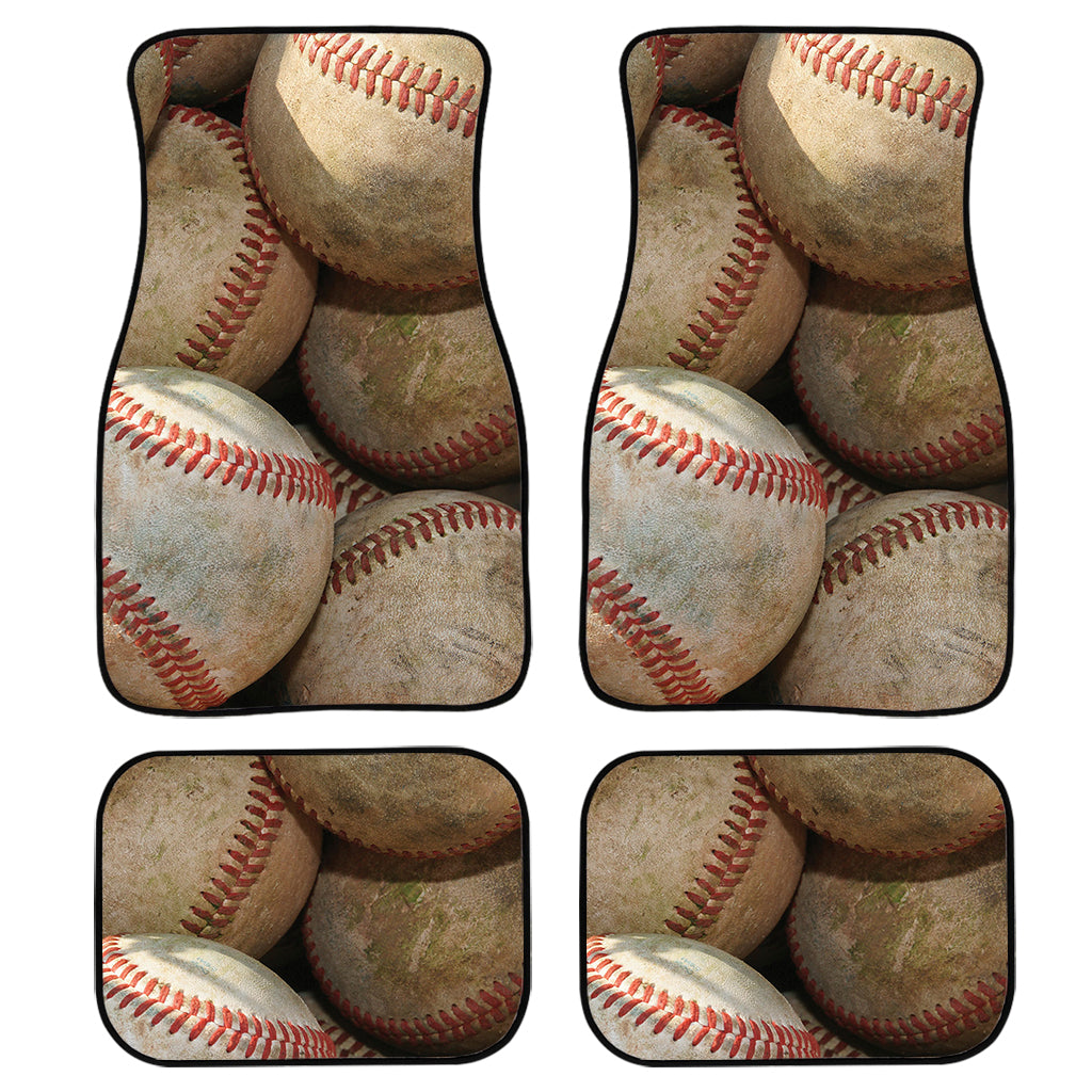 Grunge Baseballs Print Front and Back Car Floor Mats