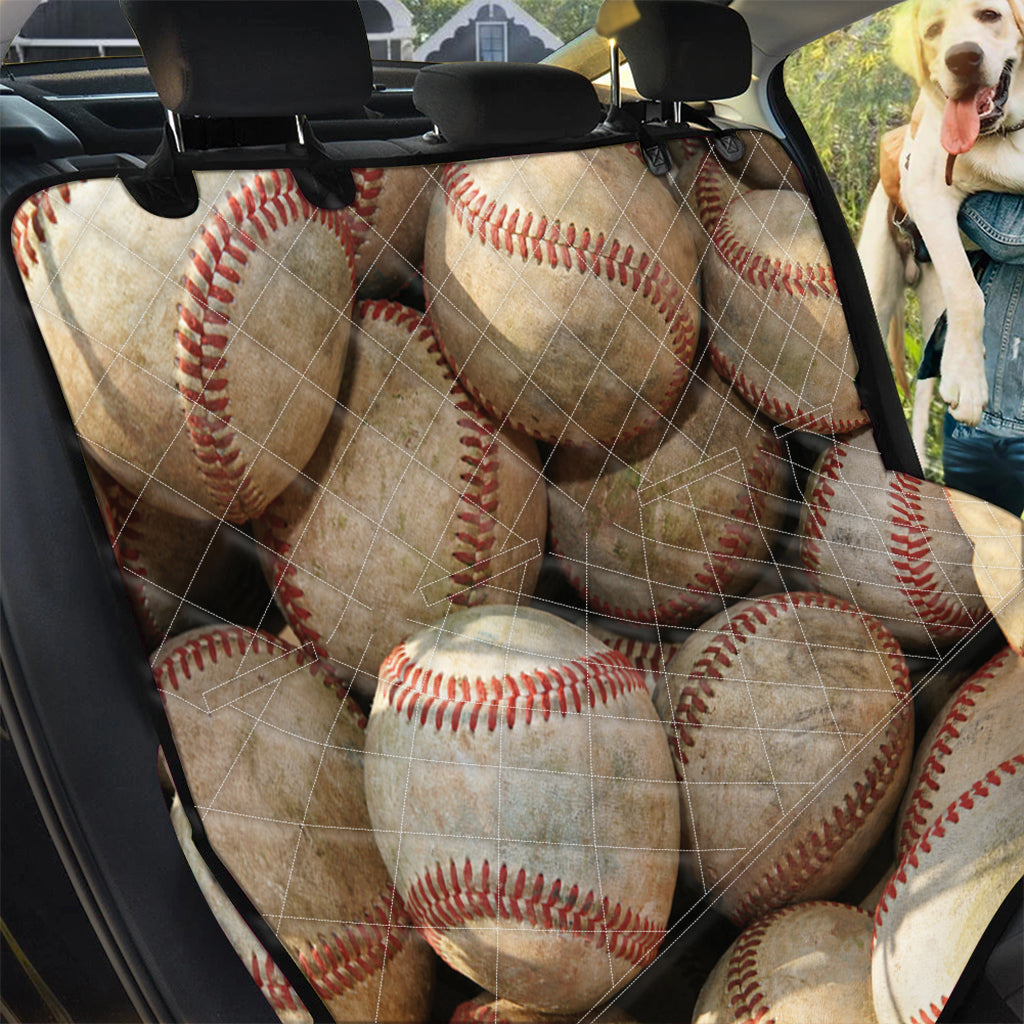 Grunge Baseballs Print Pet Car Back Seat Cover