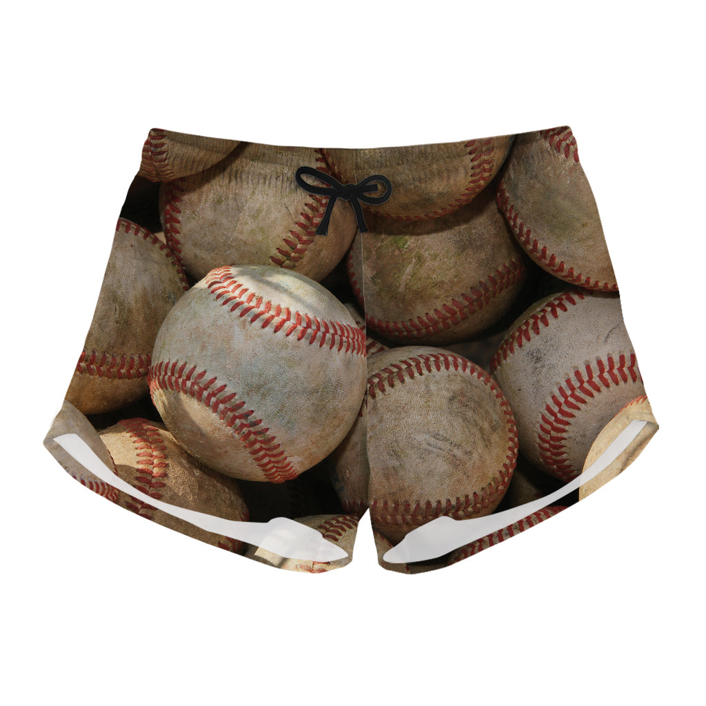 Grunge Baseballs Print Women's Shorts