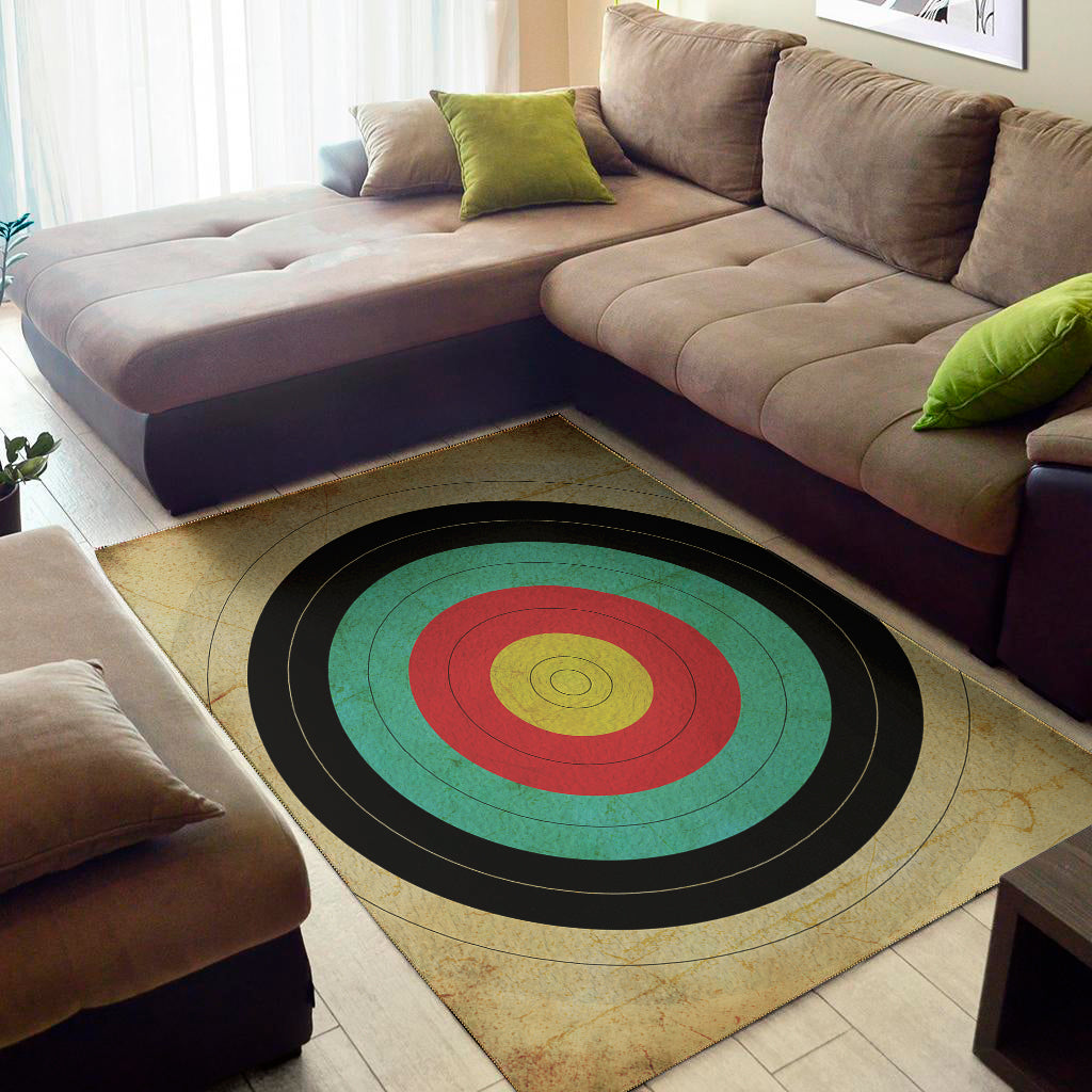 Grunge Bullseye Target Print Area Rug