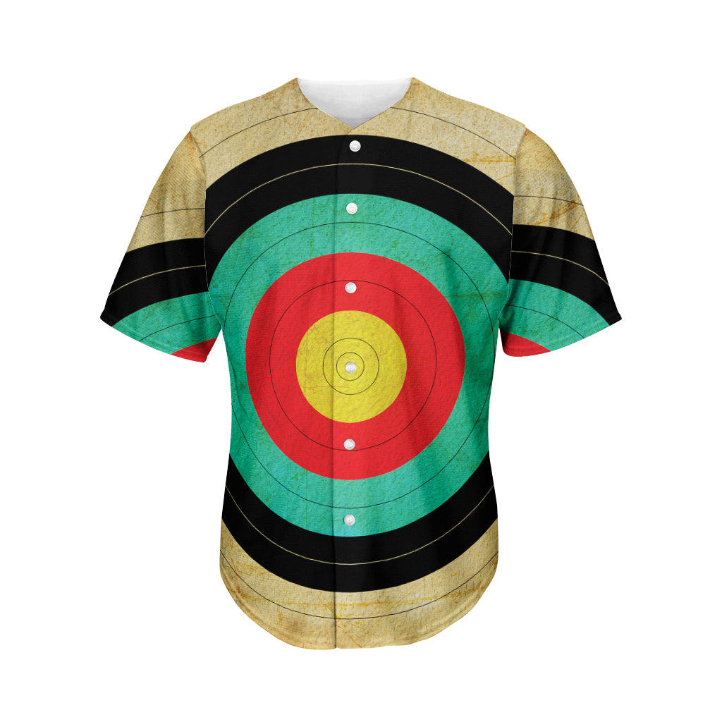 Grunge Bullseye Target Print Men's Baseball Jersey