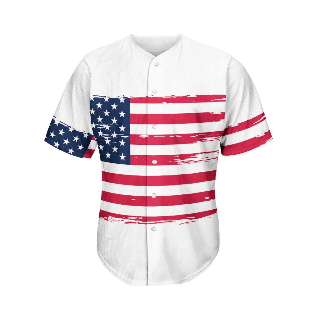 Grunge Flag Of USA Print Men's Baseball Jersey