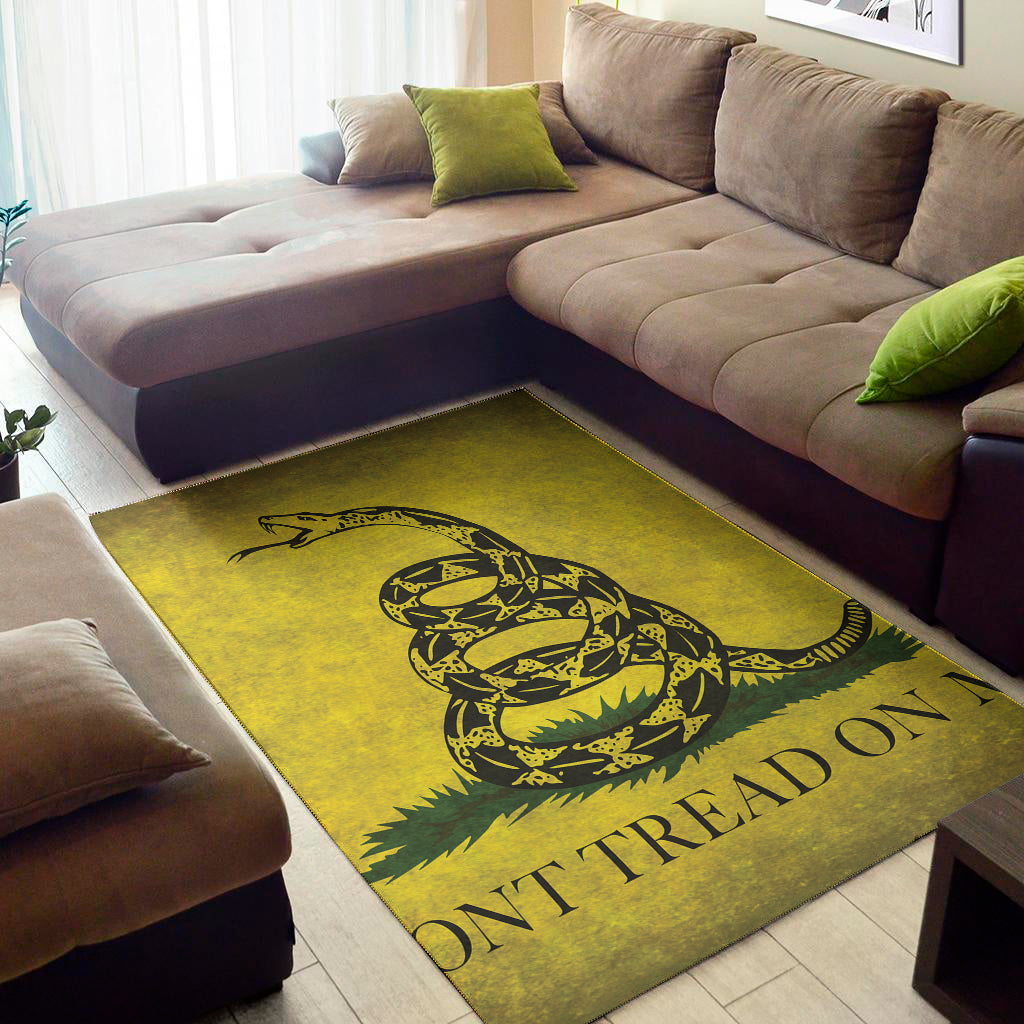 Grunge Gadsden Flag Print Area Rug