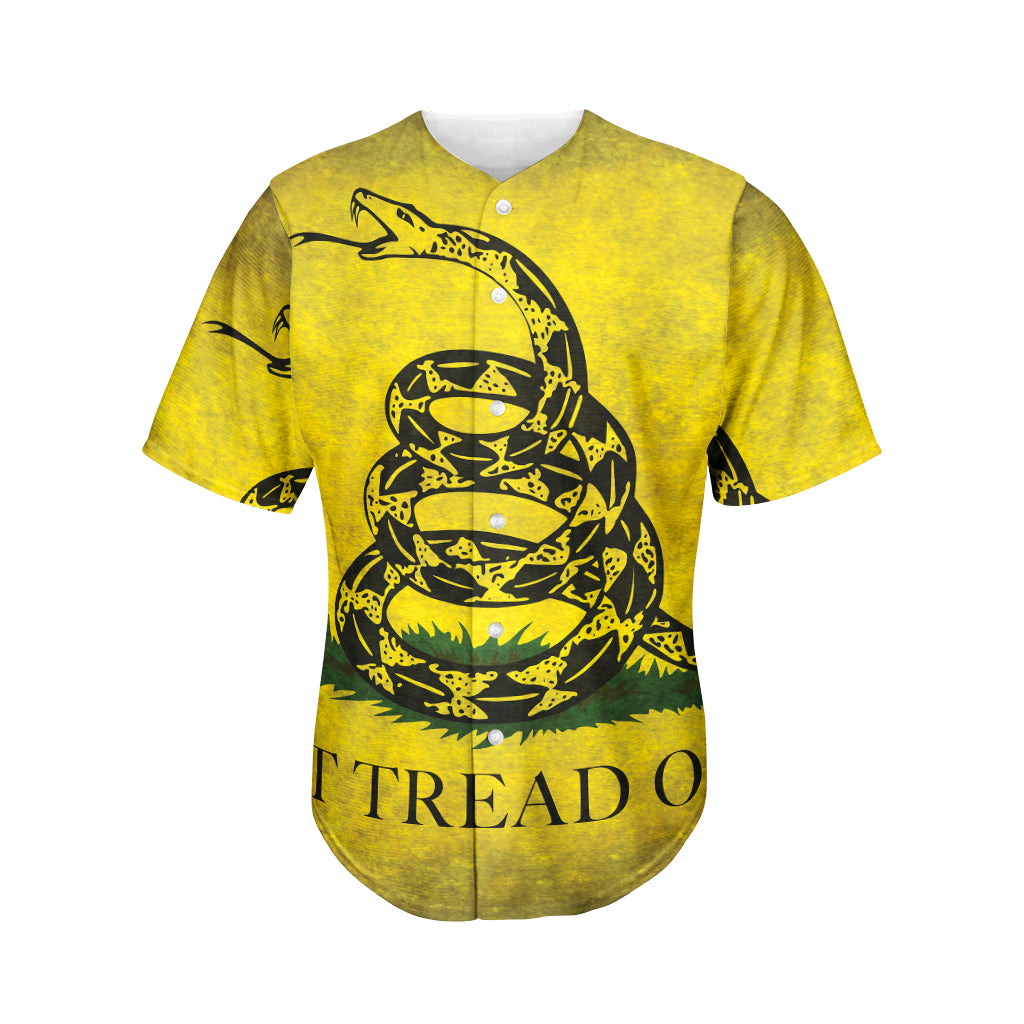 Grunge Gadsden Flag Print Men's Baseball Jersey