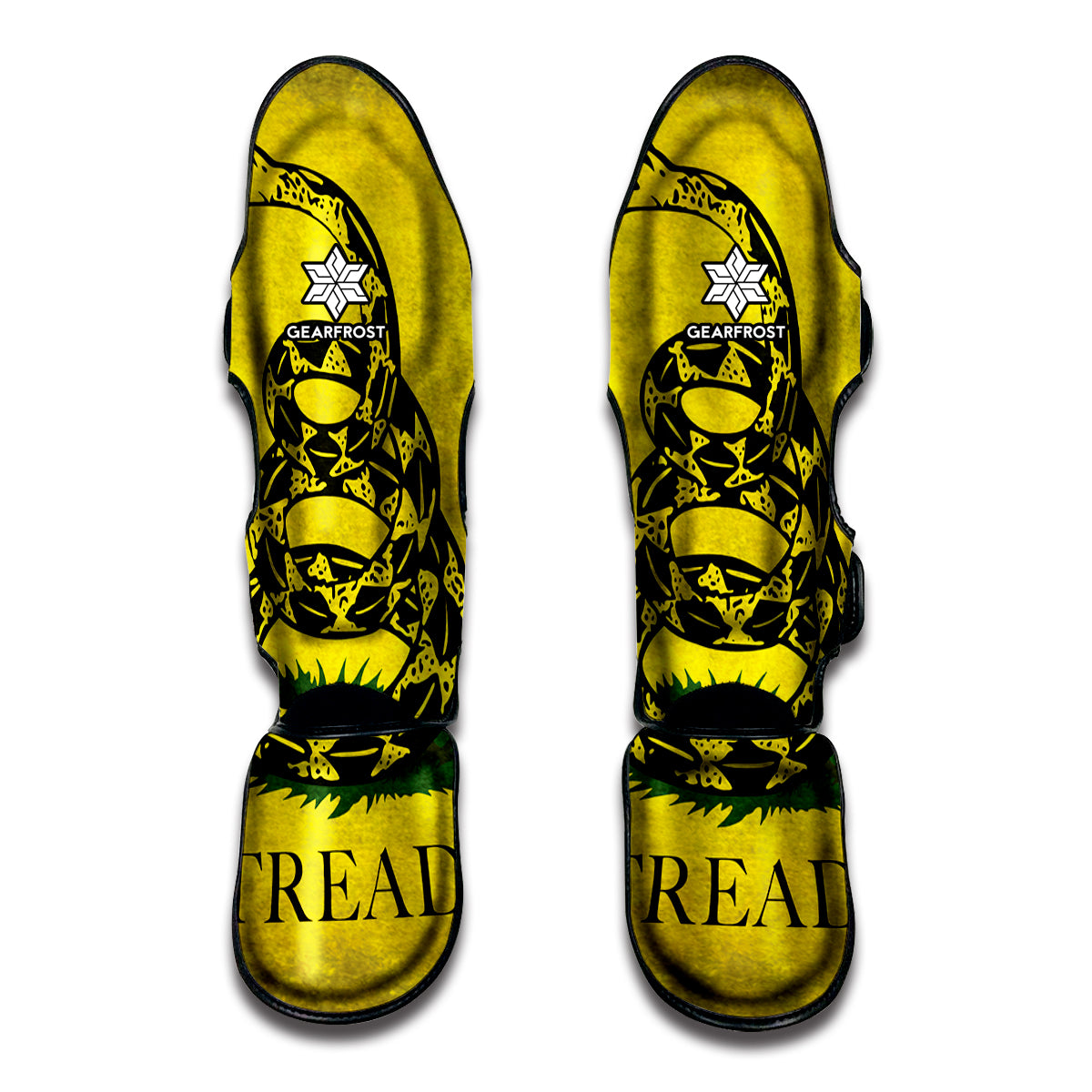 Grunge Gadsden Flag Print Muay Thai Shin Guards