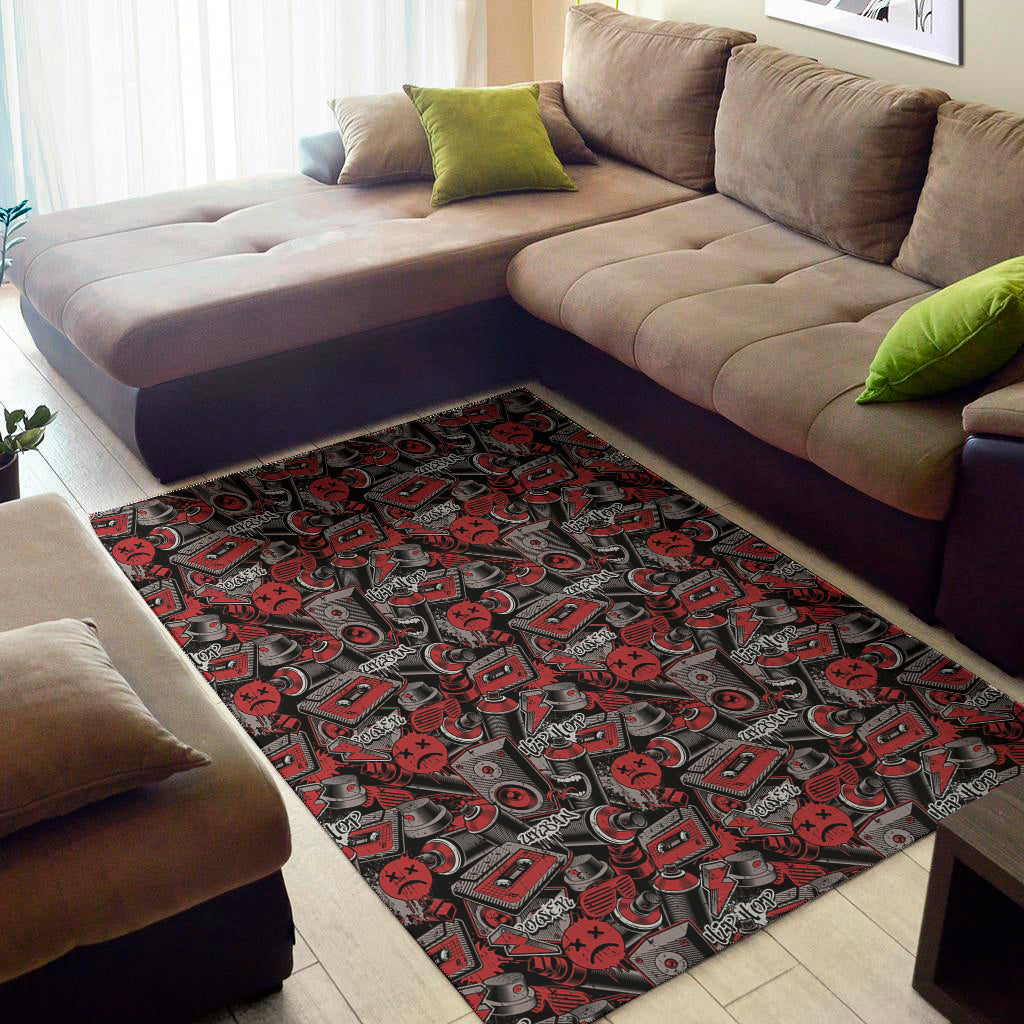 Grunge Graffiti Pattern Print Area Rug