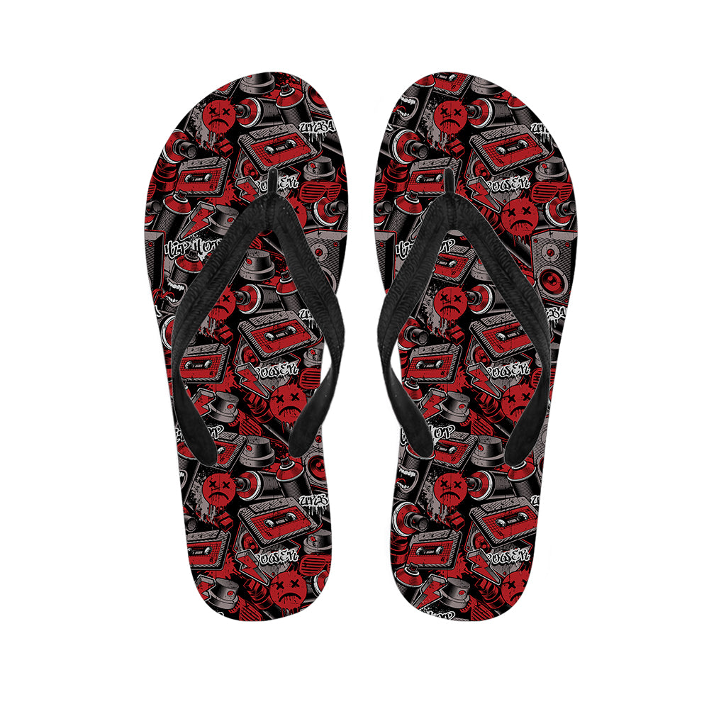 Grunge Graffiti Pattern Print Flip Flops