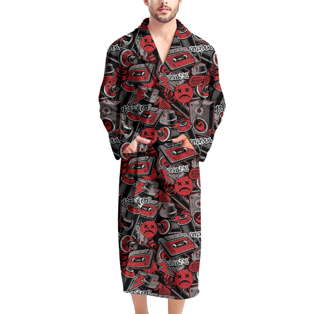 Grunge Graffiti Pattern Print Men's Bathrobe